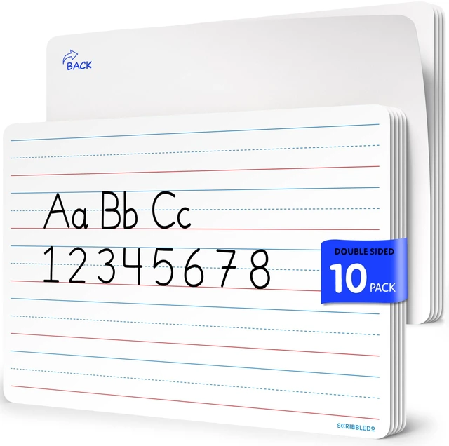 Main image of Small Lined Erasable Sheets for Students 9x12 Dry Erase Sheets with Lines Ruled Writing Whiteboard Sheets Homeschool Supplies Teacher Classroom Pack of 10