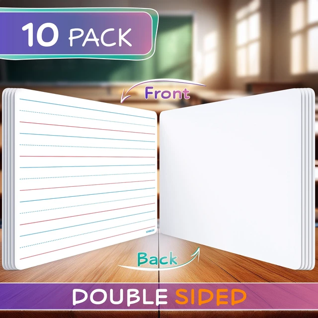 Alt view image 4 of 7 - Small Lined Erasable Sheets for Students 9x12 Dry Erase Sheets with Lines Ruled Writing Whiteboard Sheets Homeschool Supplies Teacher Classroom Pack of 10