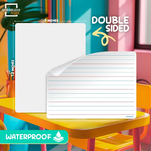 Alt view image 6 of 7 - Small Lined Erasable Sheets for Students 9x12 Dry Erase Sheets with Lines Ruled Writing Whiteboard Sheets Homeschool Supplies Teacher Classroom Pack of 10