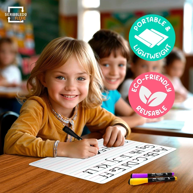 Alt view image 7 of 7 - Small Lined Erasable Sheets for Students 9x12 Dry Erase Sheets with Lines Ruled Writing Whiteboard Sheets Homeschool Supplies Teacher Classroom Pack of 10