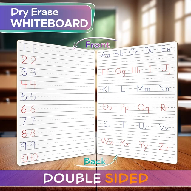 Alt view image 3 of 7 - Alphabet Tracing Whiteboard, Dry Erase Lapboard 9x12 | Double Sided, Dotted Guided Letters and Numbers, Reusable Easy Clean Crisp Surface, Homeschool & Classroom Ready Ages 3 to 5