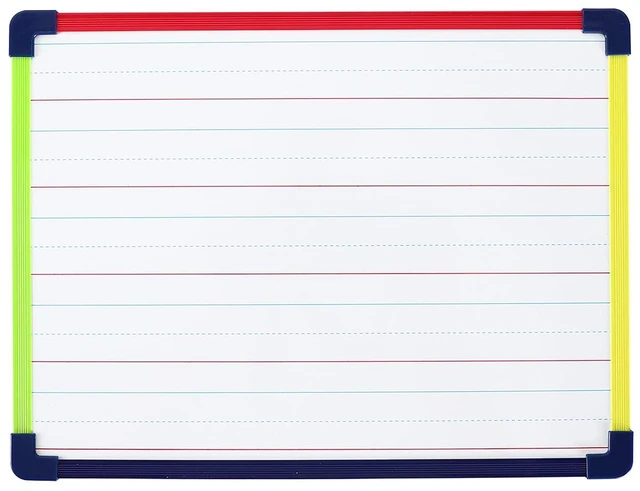 Main image of Dry Erase Board, Magnetic Whiteboard with Lines and Frame, 2-Sided 9" x 12" | Handwriting Lines Front - Blank Back