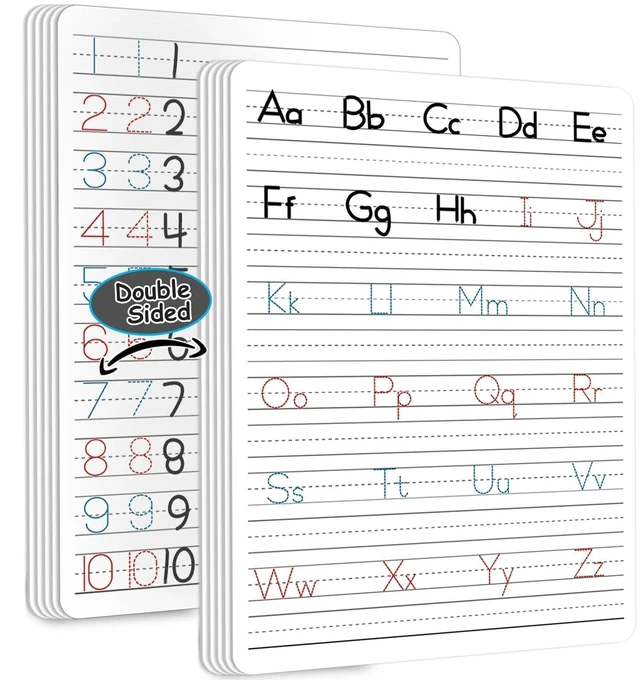 Main image of 24pcs Dry Erase Board with Lines Handwriting Practice Letter Alphabet Tracing Thickened Whiteboard Must Haves Double Sided Teacher Tool Portable Drawing 12" x 9"