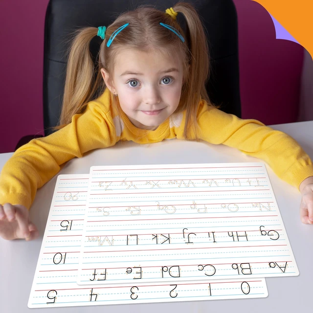 Alt view image 5 of 7 - 8 Packs Alphabet & Number Whiteboards, Double Sided Dry Erase Board Letters Numbers Tracing Writable and Erasable Handwriting Board for Kids, Students, Classroom and Home (Each Measures 12 x 9)