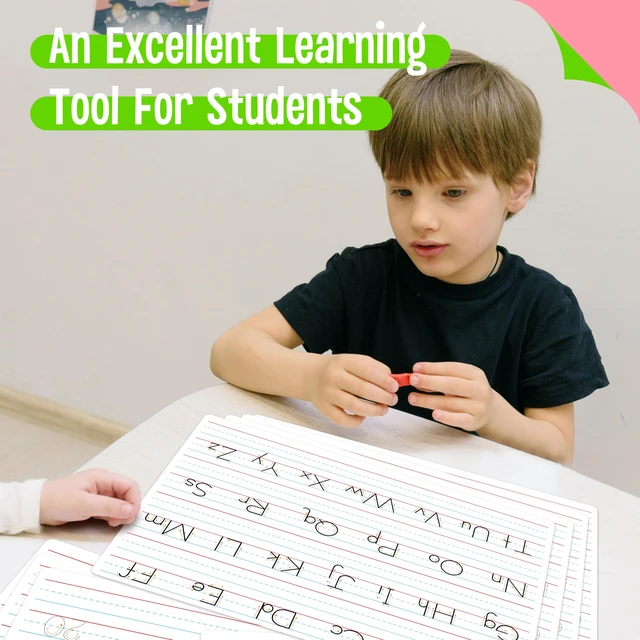 Alt view image 7 of 7 - 8 Packs Alphabet & Number Whiteboards, Double Sided Dry Erase Board Letters Numbers Tracing Writable and Erasable Handwriting Board for Kids, Students, Classroom and Home (Each Measures 12 x 9)