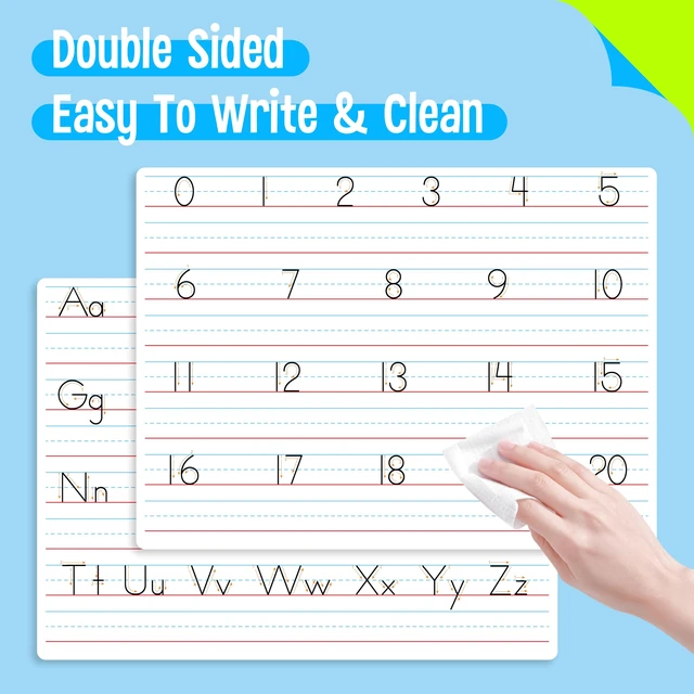 Alt view image 4 of 7 - 8 Packs Alphabet & Number Whiteboards, Double Sided Dry Erase Board Letters Numbers Tracing Writable and Erasable Handwriting Board for Kids, Students, Classroom and Home (Each Measures 12 x 9)