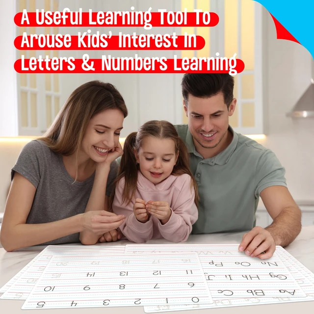 Alt view image 6 of 7 - 8 Packs Alphabet & Number Whiteboards, Double Sided Dry Erase Board Letters Numbers Tracing Writable and Erasable Handwriting Board for Kids, Students, Classroom and Home (Each Measures 12 x 9)