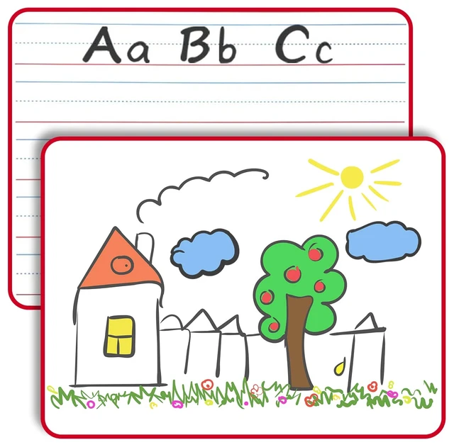 Alt view image 3 of 7 - Magnetic Lined Dry Erase Whiteboard 9 x 12, Double Sided | Red Frame, Portable Handheld Lapboard for Handwriting, Crisp Surface Easy to Clean No Residuals, Classroom, Homeschool