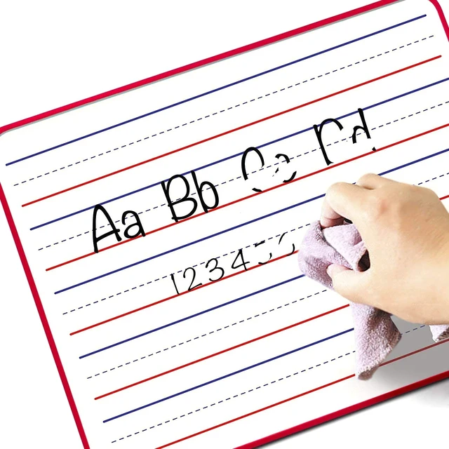 Alt view image 4 of 7 - Magnetic Lined Dry Erase Whiteboard 9 x 12, Double Sided | Red Frame, Portable Handheld Lapboard for Handwriting, Crisp Surface Easy to Clean No Residuals, Classroom, Homeschool