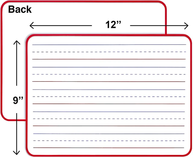 Alt view image 6 of 7 - Magnetic Lined Dry Erase Whiteboard 9 x 12, Double Sided | Red Frame, Portable Handheld Lapboard for Handwriting, Crisp Surface Easy to Clean No Residuals, Classroom, Homeschool