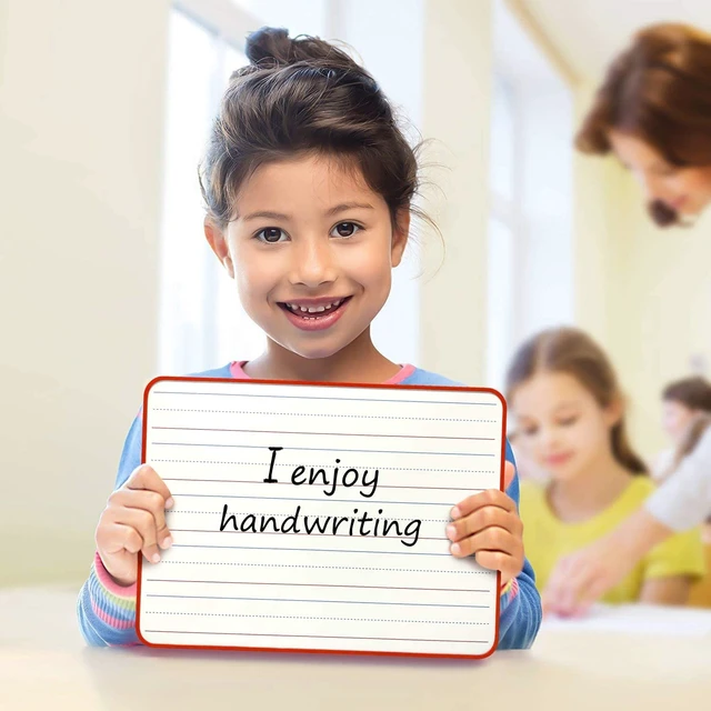 Alt view image 5 of 7 - Magnetic Lined Dry Erase Whiteboard 9 x 12, Double Sided | Red Frame, Portable Handheld Lapboard for Handwriting, Crisp Surface Easy to Clean No Residuals, Classroom, Homeschool