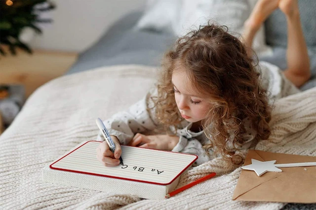 Alt view image 7 of 7 - Magnetic Lined Dry Erase Whiteboard 9 x 12, Double Sided | Red Frame, Portable Handheld Lapboard for Handwriting, Crisp Surface Easy to Clean No Residuals, Classroom, Homeschool