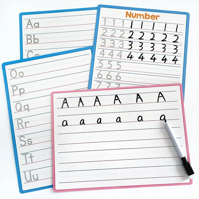 Alt view image 3 of 7 - Double Sided Dry Erase Handwriting Practice Boards Alphabet A-Z and Number 1-10 Tracing Board for Kids Write, Wipe, and Reuse Perfect for Kindergarten and Preschool