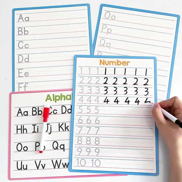 Alt view image 5 of 7 - Double Sided Dry Erase Handwriting Practice Boards Alphabet A-Z and Number 1-10 Tracing Board for Kids Write, Wipe, and Reuse Perfect for Kindergarten and Preschool