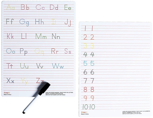 Main image of Dry Erase Alphabet Tracing Board: Letter and Numbers Handwriting Practice for Kids Learning, Reusable Boards for Kindergarten and Preschool