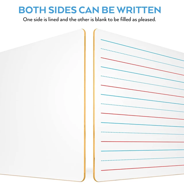 Alt view image 2 of 6 - Dry Erase Board with Lines 12 x 16 in, 2 Pack Kid Double Sided Lined | White Board Dry Erase with 8 Pens, 2 Eraser, Small Learning Whiteboards for Kids, Students, Homeschool Essentials Supplies