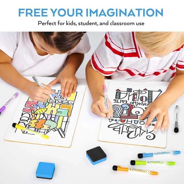 Alt view image 6 of 6 - Dry Erase Board with Lines 12 x 16 in, 2 Pack Kid Double Sided Lined | White Board Dry Erase with 8 Pens, 2 Eraser, Small Learning Whiteboards for Kids, Students, Homeschool Essentials Supplies