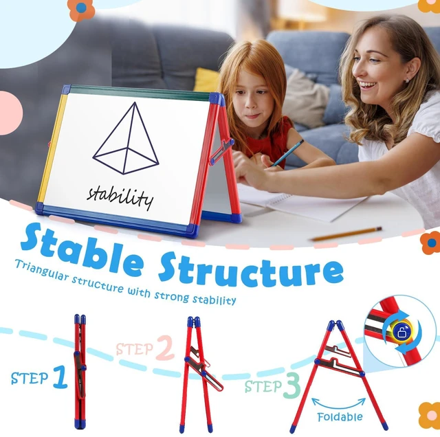 Alt view image 3 of 7 - Dry Erase White Board for Kids16x12 inch Tabletop Whiteboard | Portable & Foldable Whiteboard, Table Top Small Whiteboard with Stand, Includes 82 Letter Magnets, for Classroom, Homeschool