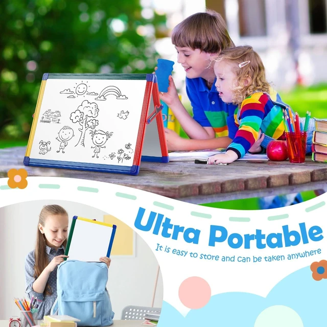 Alt view image 7 of 7 - Dry Erase White Board for Kids16x12 inch Tabletop Whiteboard | Portable & Foldable Whiteboard, Table Top Small Whiteboard with Stand, Includes 82 Letter Magnets, for Classroom, Homeschool