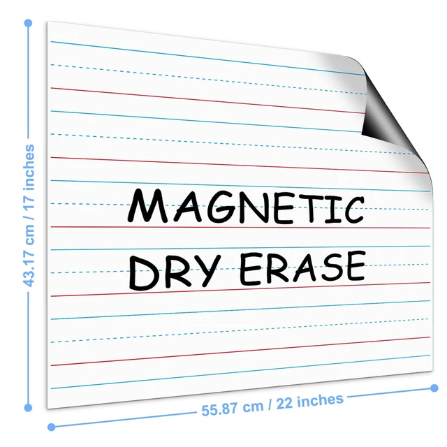 Alt view image 2 of 7 - Magnetic Handwriting Paper Large Magnetic Lined Paper for Whiteboard, 22" x 17" Primary Dry Erase Notebook Poster, Giant Early Writing Page for Classroom, Perfect Teacher Resource for Kids Learning