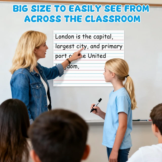 Alt view image 5 of 7 - Magnetic Handwriting Paper Large Magnetic Lined Paper for Whiteboard, 22" x 17" Primary Dry Erase Notebook Poster, Giant Early Writing Page for Classroom, Perfect Teacher Resource for Kids Learning