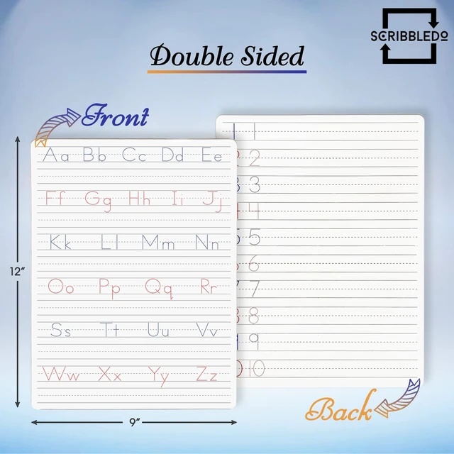 Alt view image 2 of 7 - 2 Pack Alphabet Tracing Board, Dry Erase Lapboard Ages 3 to 5 | Double Sided, Dotted Guided Letters and Numbers, Reusable Easy Clean Crisp Surface, Homeschool, Classroom and Siblings Ready