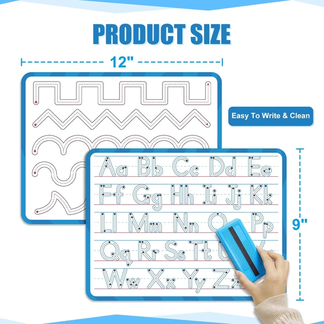 Alt view image 4 of 7 - Handwriting Practice Dry Erase Board ABC Tracing for Kids Ages 3-5 | Reusable Whiteboard for Preschool, Kindergarten & Homeschool | Ideal for Early Writing & Pre-K Activities | 9" x 12"