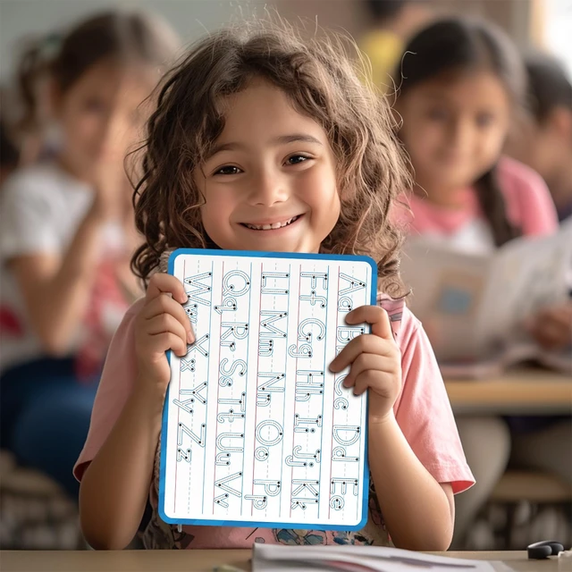 Alt view image 5 of 7 - Handwriting Practice Dry Erase Board ABC Tracing for Kids Ages 3-5 | Reusable Whiteboard for Preschool, Kindergarten & Homeschool | Ideal for Early Writing & Pre-K Activities | 9" x 12"