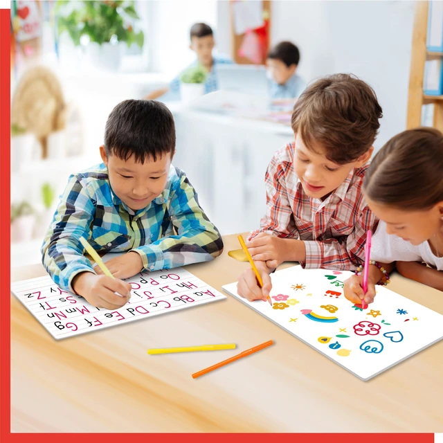 Alt view image 5 of 7 - 8 Sheets Dry Erase Lined Whiteboard, Double Sided Ruled Writing Board & Handwriting Practice Tool for Classroom, School, Office Supplies Whiteboard (9 x 12)