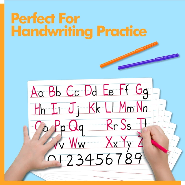 Alt view image 6 of 7 - 8 Sheets Dry Erase Lined Whiteboard, Double Sided Ruled Writing Board & Handwriting Practice Tool for Classroom, School, Office Supplies Whiteboard (9 x 12)