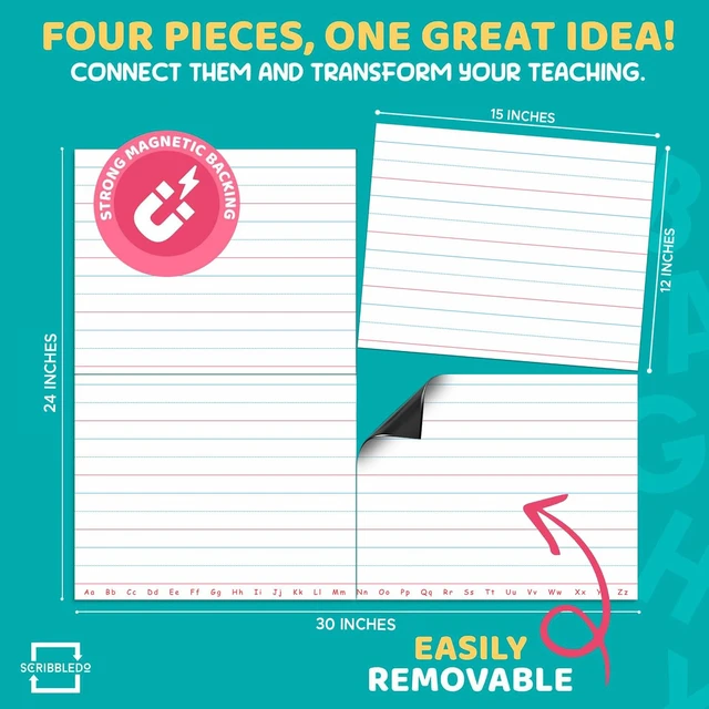 Alt view image 4 of 7 - 30x24 Large Magnetic Notebook Paper For Classroom Elementary Classroom Must Haves for Teachers Elementary Giant Dry Erase Magnetic Lined Paper for Whiteboard Third Fifth Grade Handwriting