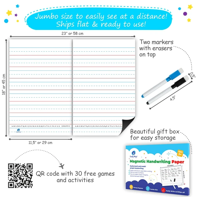 Alt view image 3 of 7 - Extra Large Magnetic Handwriting Paper - 23'x18' - Simply Magic | Jumbo Magnetic Notebook Paper for Whiteboard, Giant Magnet Lined Papers for Classroom, Giant Lined Dry Erase Chart