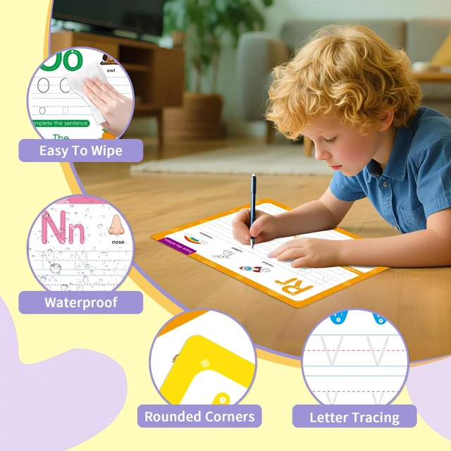 Alt view image 6 of 7 - ABC Handwriting Drawing Practice Cards,Alphabet & Number Dry Erase Board for Kids,Phonics Sight Word Flash Card,Letter Practice for Kindergarten,Perfect for Preschool, Homeschool & Kindergarten