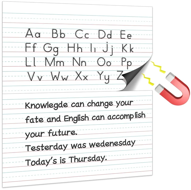 Main image of Jumbo Magnetic Handwriting Paper 21.5x17in Dry Erase Handwriting Lined Paper for Classroom Whiteboard Accessories Writing Chart Page Giant Magnet Notebook Poster Homeschool Supplies Teacher Must Have