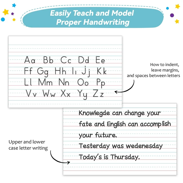 Alt view image 4 of 7 - Jumbo Magnetic Handwriting Paper 21.5x17in Dry Erase Handwriting Lined Paper for Classroom Whiteboard Accessories Writing Chart Page Giant Magnet Notebook Poster Homeschool Supplies Teacher Must Have