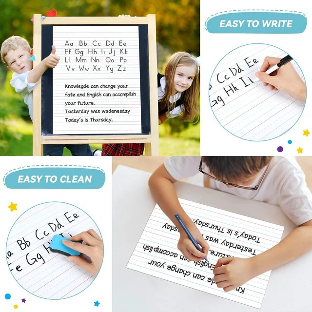 Alt view image 5 of 7 - Jumbo Magnetic Handwriting Paper 21.5x17in Dry Erase Handwriting Lined Paper for Classroom Whiteboard Accessories Writing Chart Page Giant Magnet Notebook Poster Homeschool Supplies Teacher Must Have