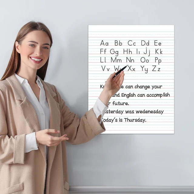 Alt view image 7 of 7 - Jumbo Magnetic Handwriting Paper 21.5x17in Dry Erase Handwriting Lined Paper for Classroom Whiteboard Accessories Writing Chart Page Giant Magnet Notebook Poster Homeschool Supplies Teacher Must Have