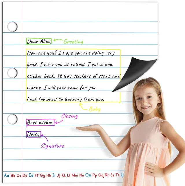 Main image of Magnetic Notebook Paper, Erasable & Writable Handwriting Lined Paper Dry Erase Writing Strip Learning Tool for Classroom School, Whiteboard, Blackboard, Office Supplies (17 x 20)