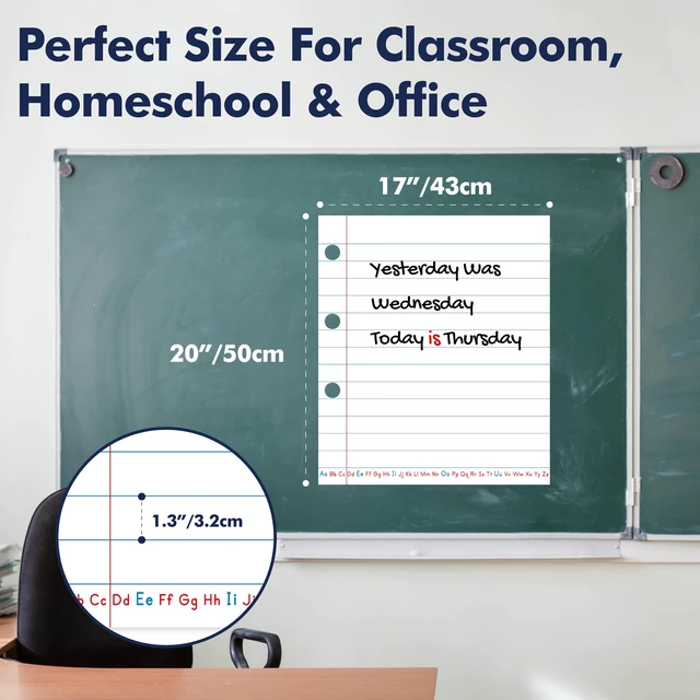 Alt view image 3 of 7 - Magnetic Notebook Paper, Erasable & Writable Handwriting Lined Paper Dry Erase Writing Strip Learning Tool for Classroom School, Whiteboard, Blackboard, Office Supplies (17 x 20)