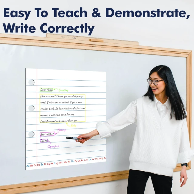 Alt view image 5 of 7 - Magnetic Notebook Paper, Erasable & Writable Handwriting Lined Paper Dry Erase Writing Strip Learning Tool for Classroom School, Whiteboard, Blackboard, Office Supplies (17 x 20)