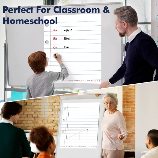 Alt view image 6 of 7 - Magnetic Notebook Paper, Erasable & Writable Handwriting Lined Paper Dry Erase Writing Strip Learning Tool for Classroom School, Whiteboard, Blackboard, Office Supplies (17 x 20)