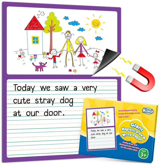 Main image of Giant Magnetic Draw & Write Paper,Dry Erase Handwriting Lined for Classroom Whiteboard Accessories, Writing Chart Paper Teacher Must Have Homeschool Teaching Supplies,Teacher Essential