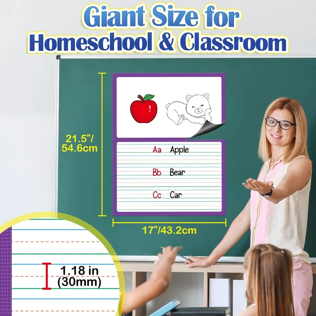 Alt view image 2 of 7 - Giant Magnetic Draw & Write Paper,Dry Erase Handwriting Lined for Classroom Whiteboard Accessories, Writing Chart Paper Teacher Must Have Homeschool Teaching Supplies,Teacher Essential