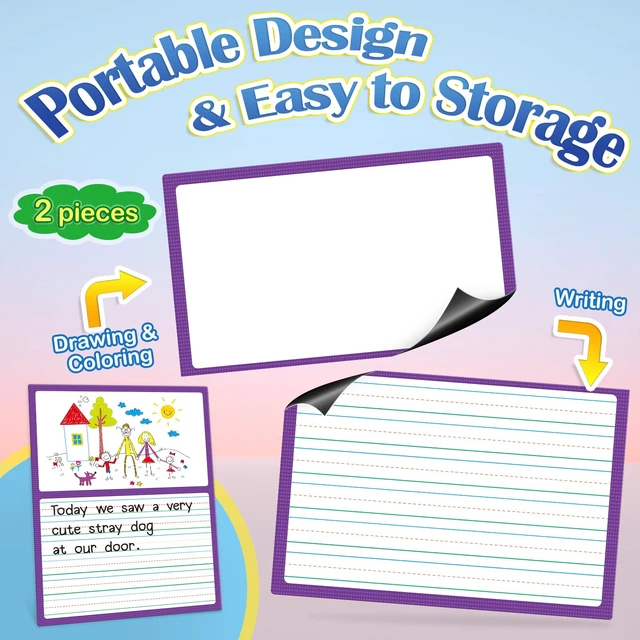 Alt view image 4 of 7 - Giant Magnetic Draw & Write Paper,Dry Erase Handwriting Lined for Classroom Whiteboard Accessories, Writing Chart Paper Teacher Must Have Homeschool Teaching Supplies,Teacher Essential