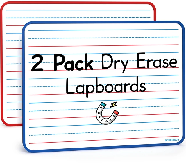Main image of Magnetic Lined Dry Erase Whiteboard, Red and Blue, 9 x 12 Inches, Double Sided