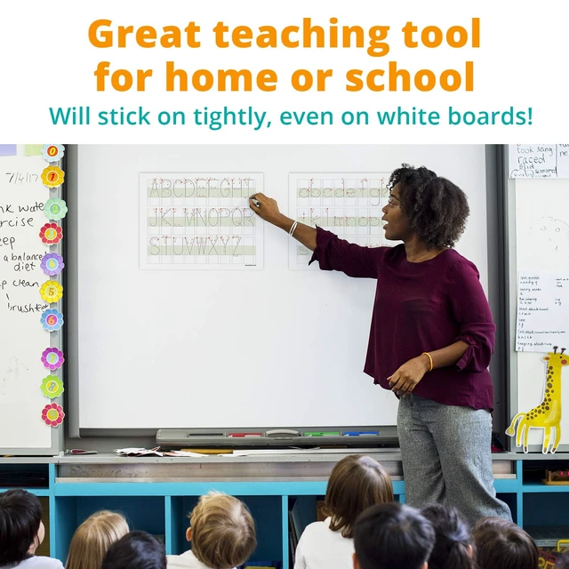 Alt view image 4 of 6 - Visual Handwriting Magnetic Dry-Erase Board, Jumbo Letter Board with Big Blocks for Neat Upper and Lower Case Alphabet, ABCs Writing Practice with Tracing Letters and Blanks, 3-Pack