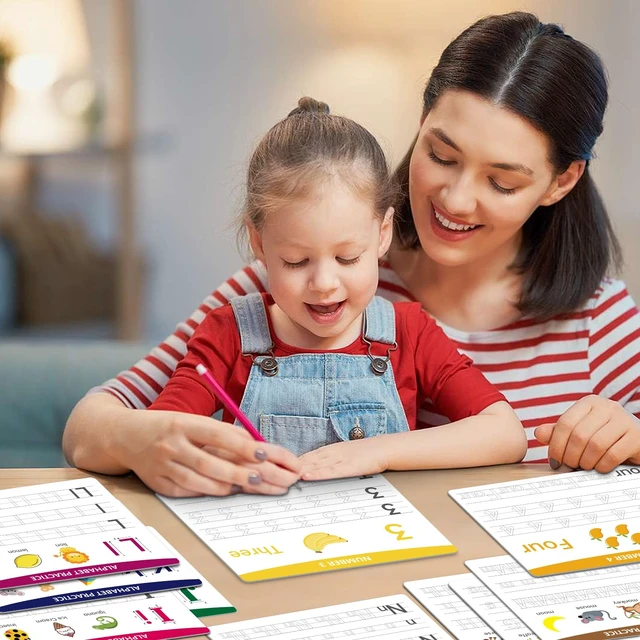 Alt view image 5 of 7 - Alphabet & Number Practice Dry Erase Boards A-Z Letters & Numbers 1-10 | Perfect for Preschool, Homeschool & Kindergarten Double-Sided 18 Sheets, 36 Pages 11x8.5 Educational Tool