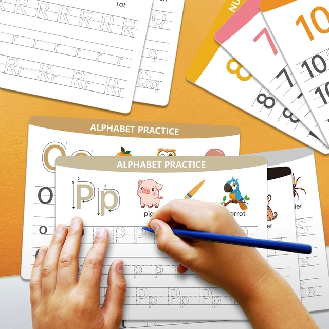 Alt view image 6 of 7 - Alphabet & Number Practice Dry Erase Boards A-Z Letters & Numbers 1-10 | Perfect for Preschool, Homeschool & Kindergarten Double-Sided 18 Sheets, 36 Pages 11x8.5 Educational Tool