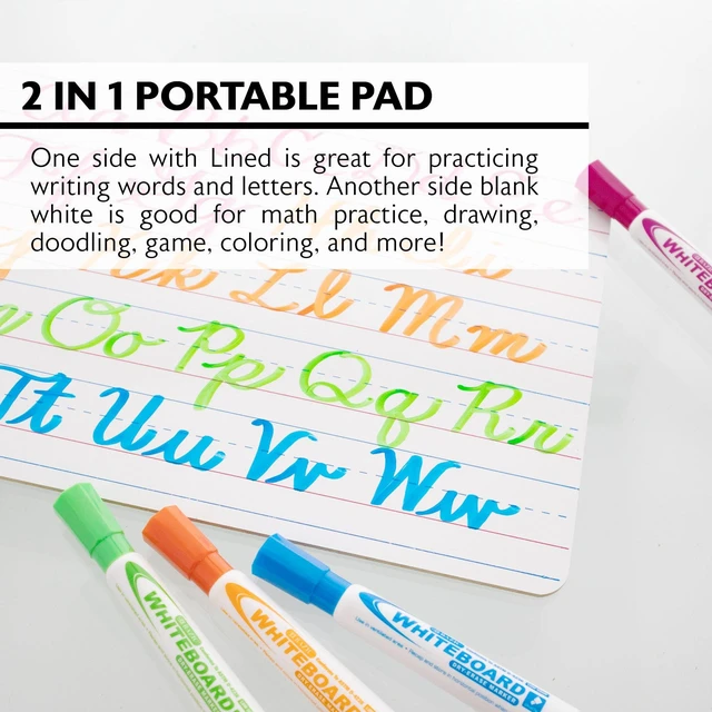 Alt view image 3 of 7 - Double-Sided Dry Erase Lap Board, 9 x 12 in | 9 x 12 in double-sided dry erase board, Ruled on one side and blank on the other, Practice, For classroom and home use