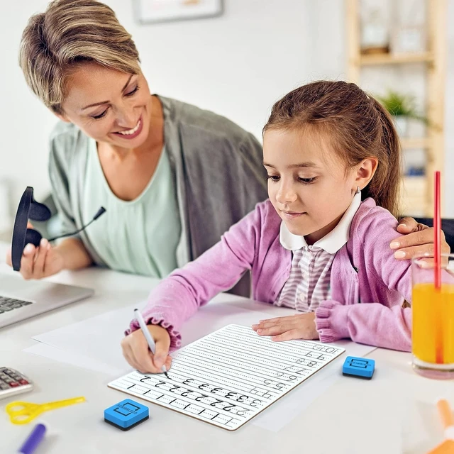 Alt view image 3 of 7 - Letter Tracing Board, Dry Erase Whiteboard with Erasers 10 Pack | Double Sided, Includes 10 Erasers, Dotted Guided Letters and Numbers for Ages 3 To 5